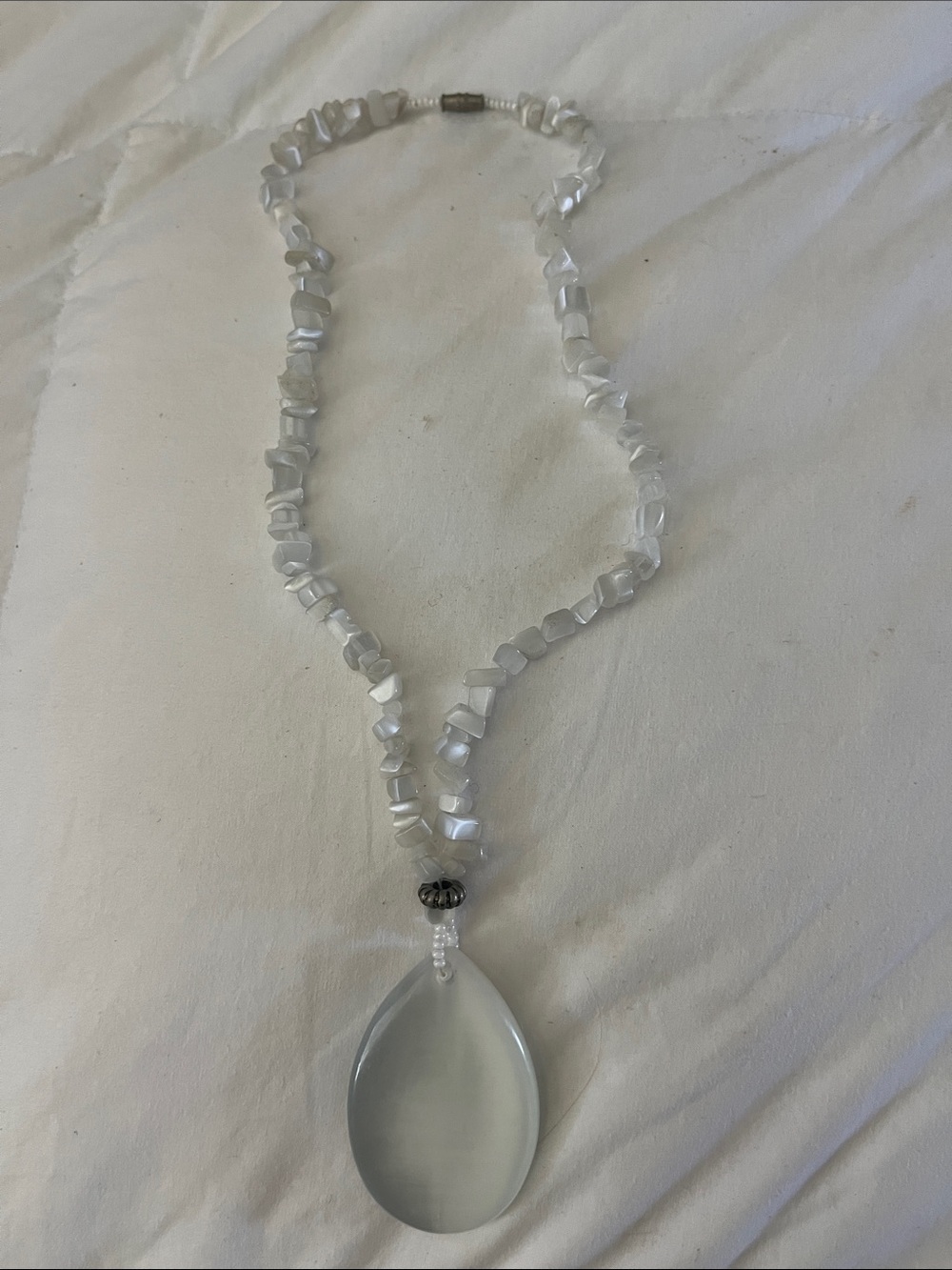 Vintage-Inspired Ethereal Clear Teardrop Pendant Beaded Strand Necklace